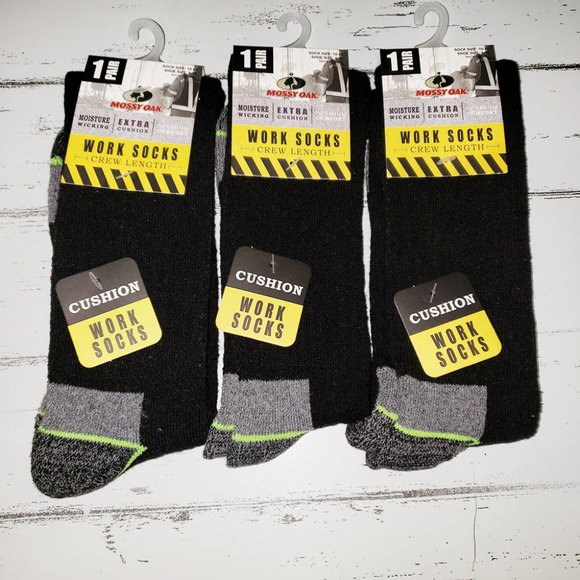 3 Pk Men's Mossy Oak Work Socks Moisture Wicking - Picture 10 of 13